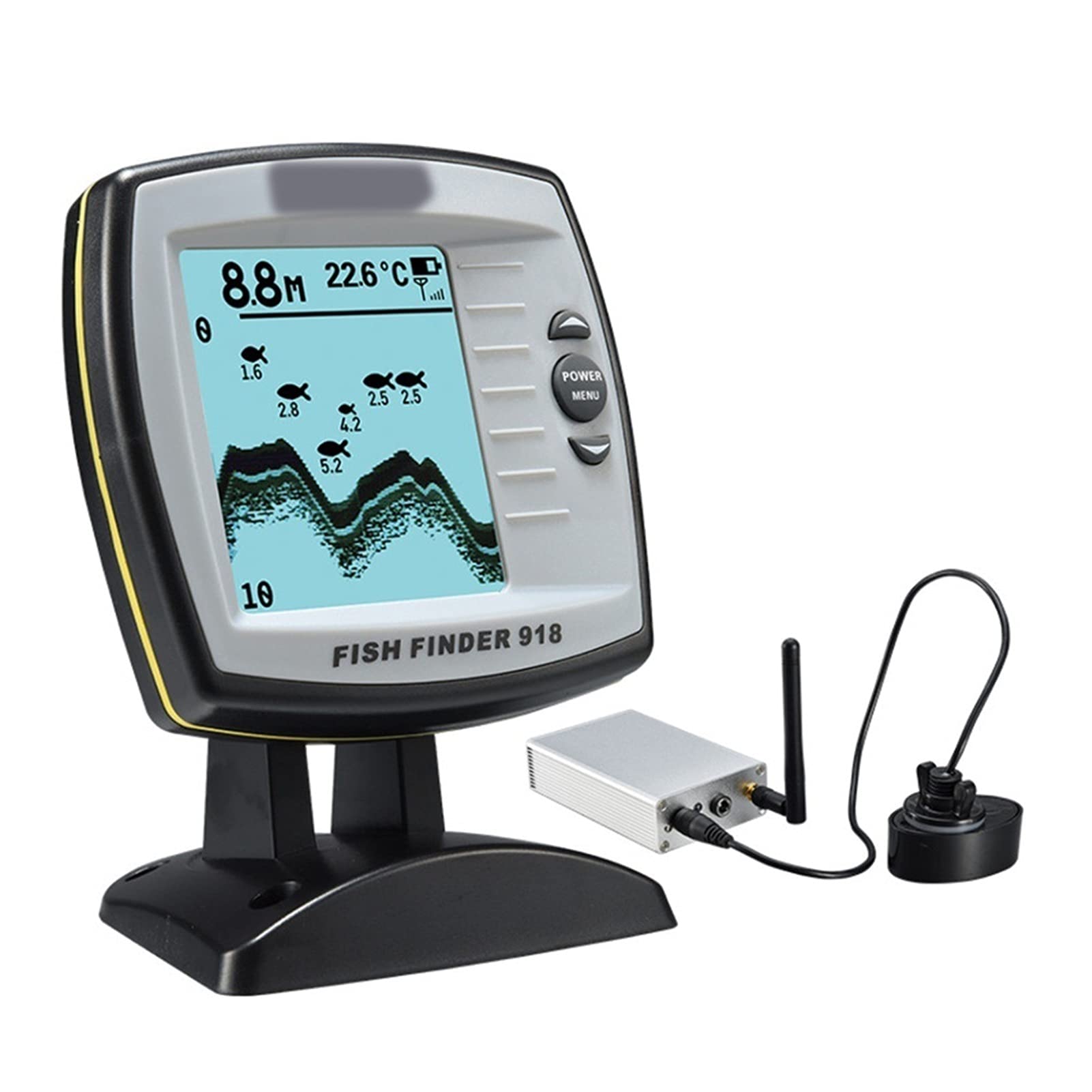 Fiseur de pêche Capteur de transducteur câblé Fishfinder 45 degrés Echo LCD Détecteur de Poisson de pêche de la localisation de Poisson,Rechargeable Longue DuréE