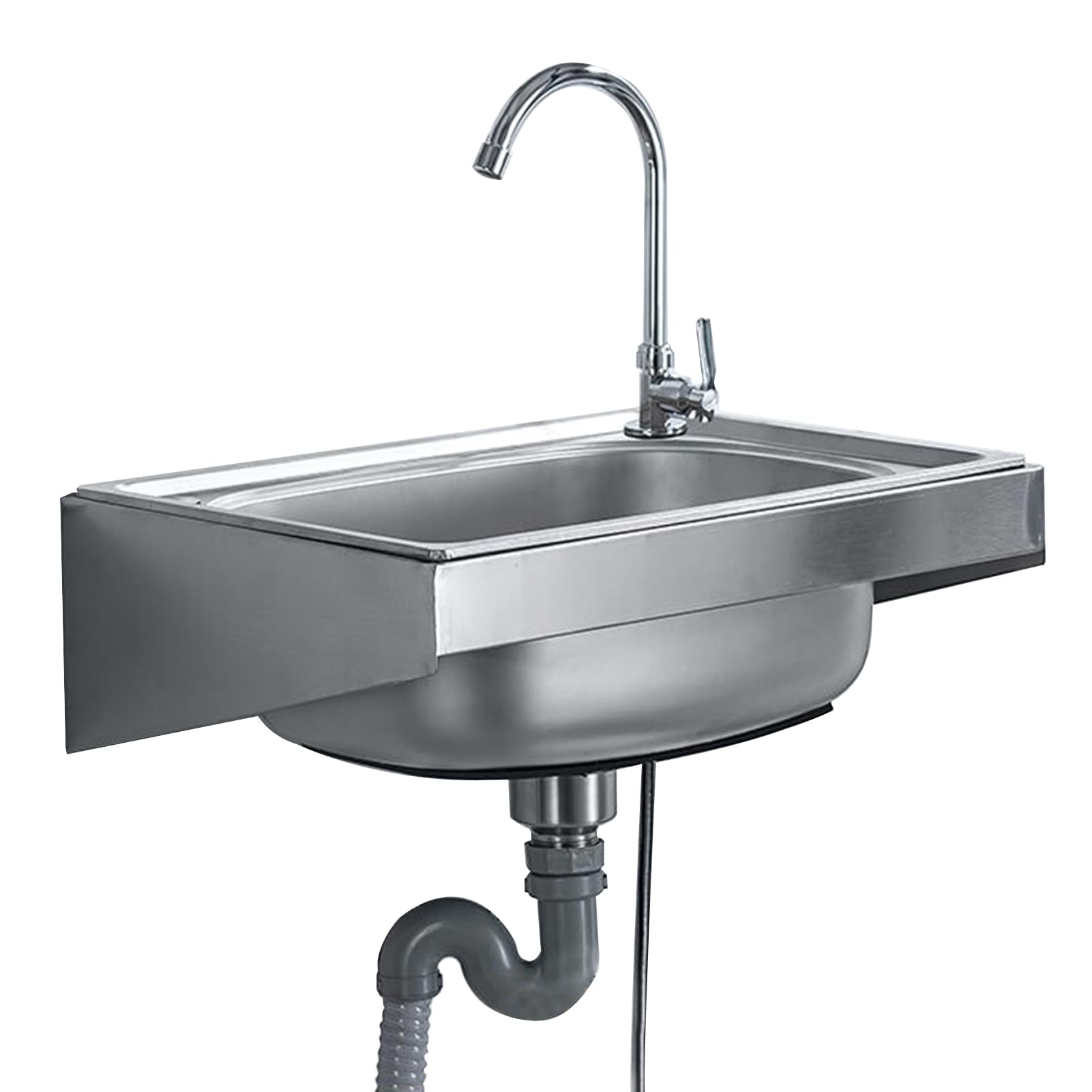 Fregadero De Acero Inoxidable Lavabo Fregadero De Pared Fregadero Para Acampar Fregadero Con Grifo, Fregadero De Acero Inoxidable Para Garaje, Taller, Lavadero, Baño (42x37cm)