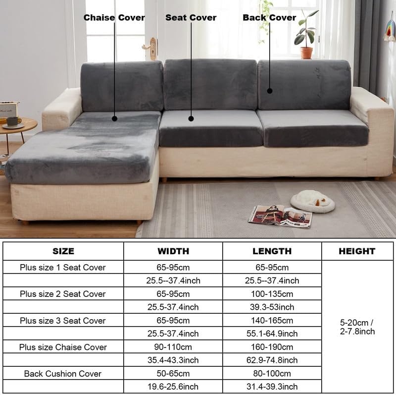 Miniatura 3 de TOPCHANCES Fundas de cojín de terciopelo para sofá, universal, resistente al desgaste, funda seccional, fundas elásticas para sofá, protector de