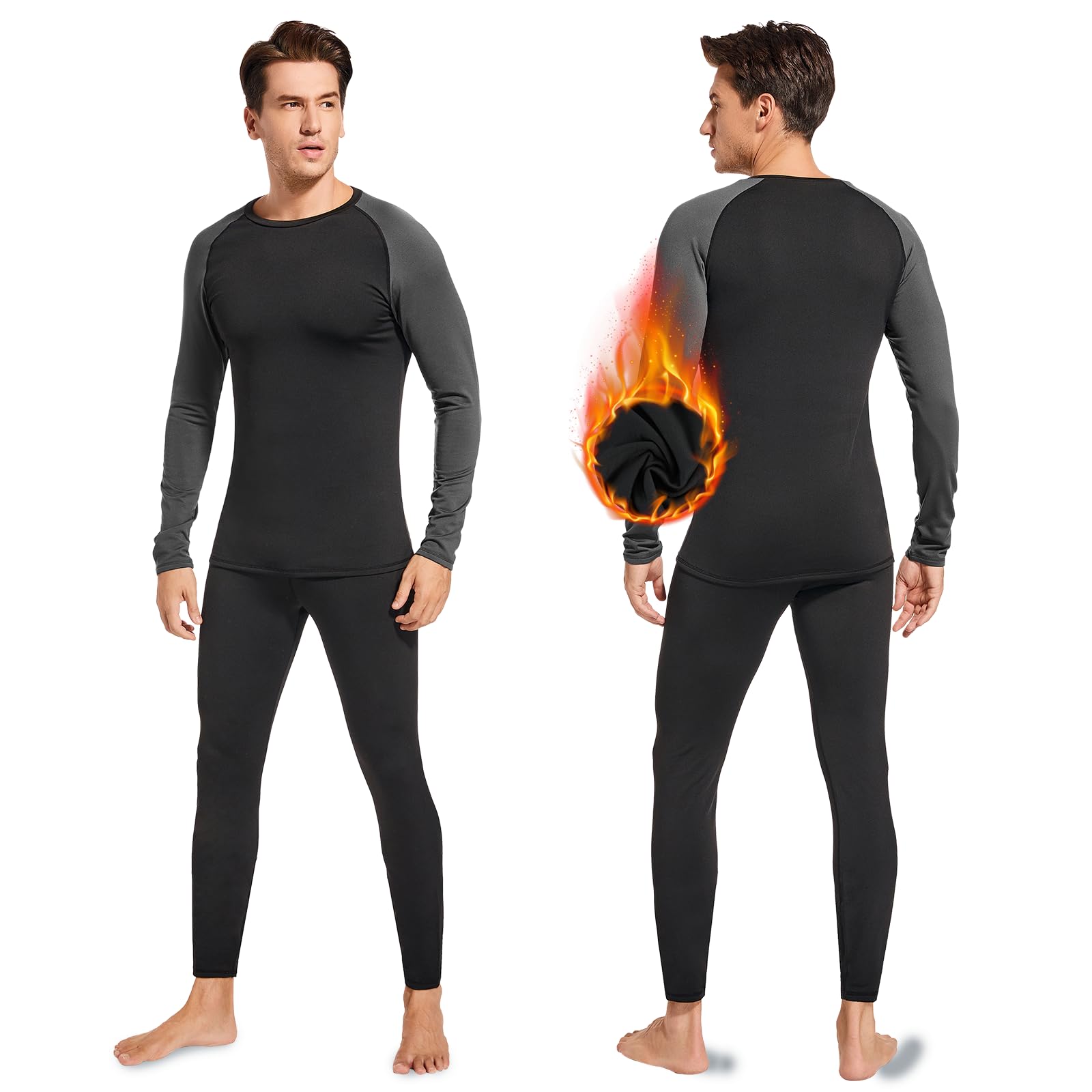 Leeboom Intimo Termico Uomo Invernale Tuta Termica Uomo Antivento Intimo Termico Sci Uomo Biancheria Intima Termica Set per Sci Palestra Ciclismo Corsa