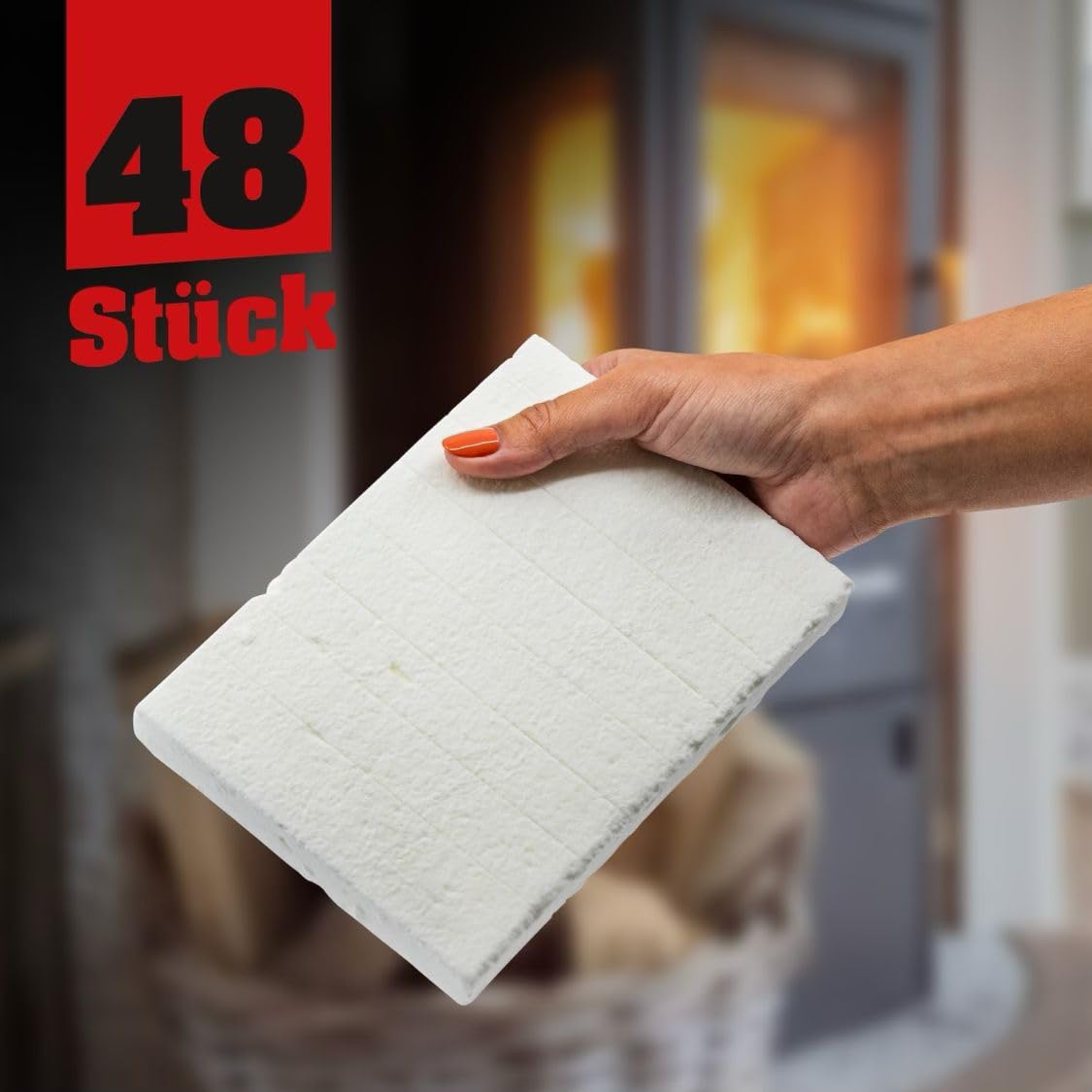 84x 48er Pack Anzündwürfel Kaminanzünder Kohleanzünder Anzünder Würfel Zünder Grillanzünder Ofenanzünder für Kamin, Ofen Kohlenanzünder Anzündwolle Anmachwürfel + 1 Bildmagnet