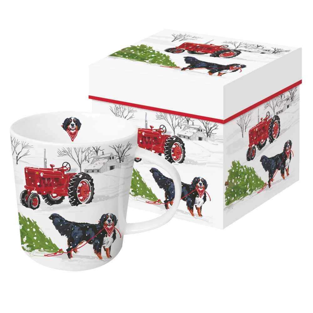 Paperproducts Design28283 Noah's Red Tractor Gift-Boxed Mug, New Bone China, Multicolor