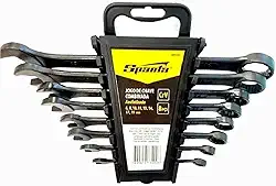 Sparta Jogo de Chave Combinada 8 Peças - Cromo Vanádio Fosfatizado 6-19mm (6,8,10,11,13,14,17,19mm) - Aço CrV 40-47 HRC - Ideal para Reparos Domésticos e Profissionais