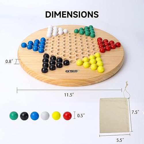 Miniatura 3 de GSE Games & Sports Expert Juego de mesa de damas chinas de madera natural de 11.5 pulgadas con 66 canicas de madera coloridas, juego de mesa