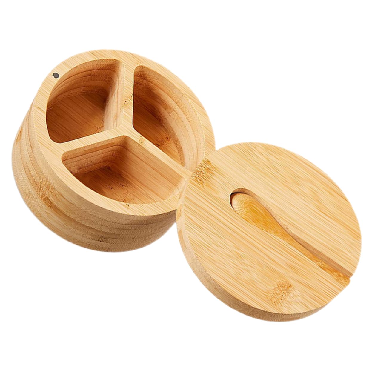 VINTORKY Kitchen Salt Bowl Lid Salt Box Separated Seasoning Container Bamboo Spice Box