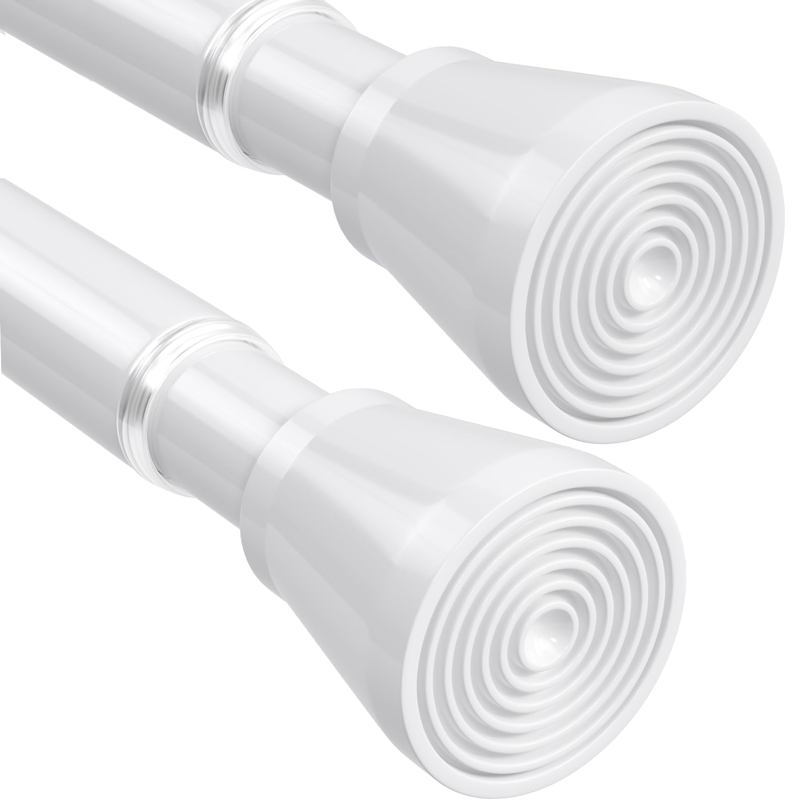 2 Pack White Tension Curtain Rod 30 to 64 Inch,Adjustable Curtain Rod,Shower Tension Curtain Rod No Drilling,7/8" Spring Curtain Rods for Windows Closet Doorway Door