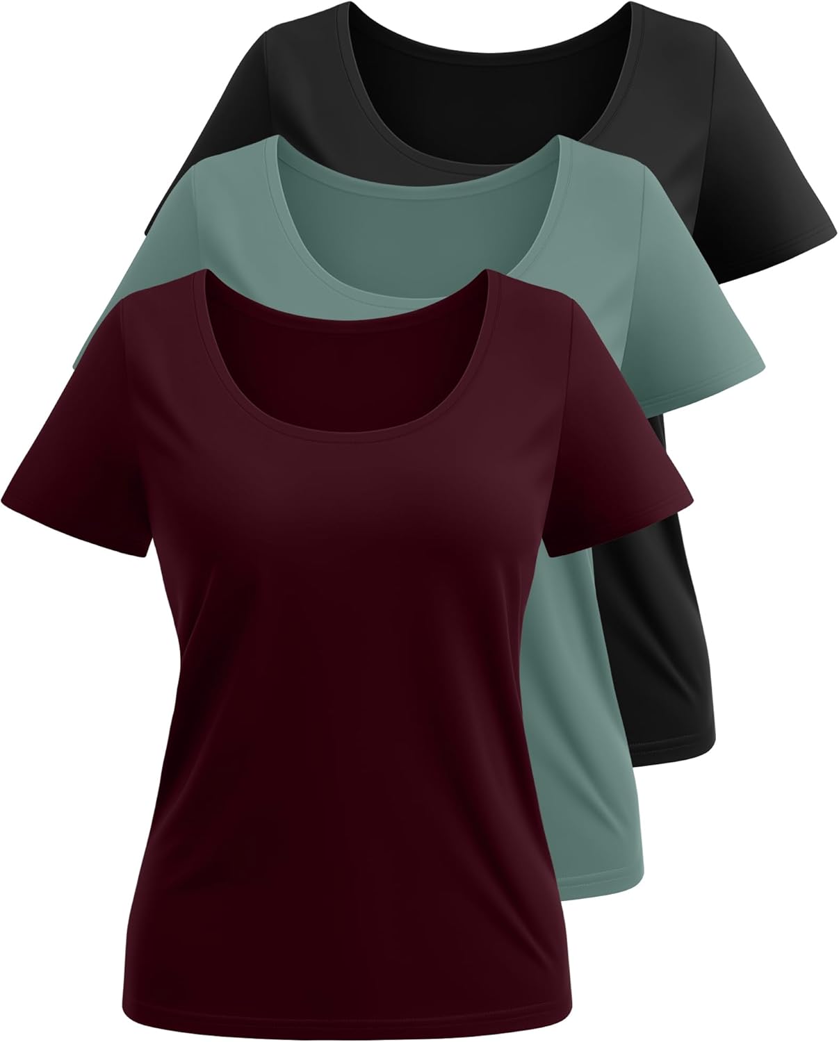 Neer 3 Pack Women's Scoop Neck Short Sleeve Tops Loose Fit Basic Casual T Shirts Lounge Layer Tees Summer - Image 3