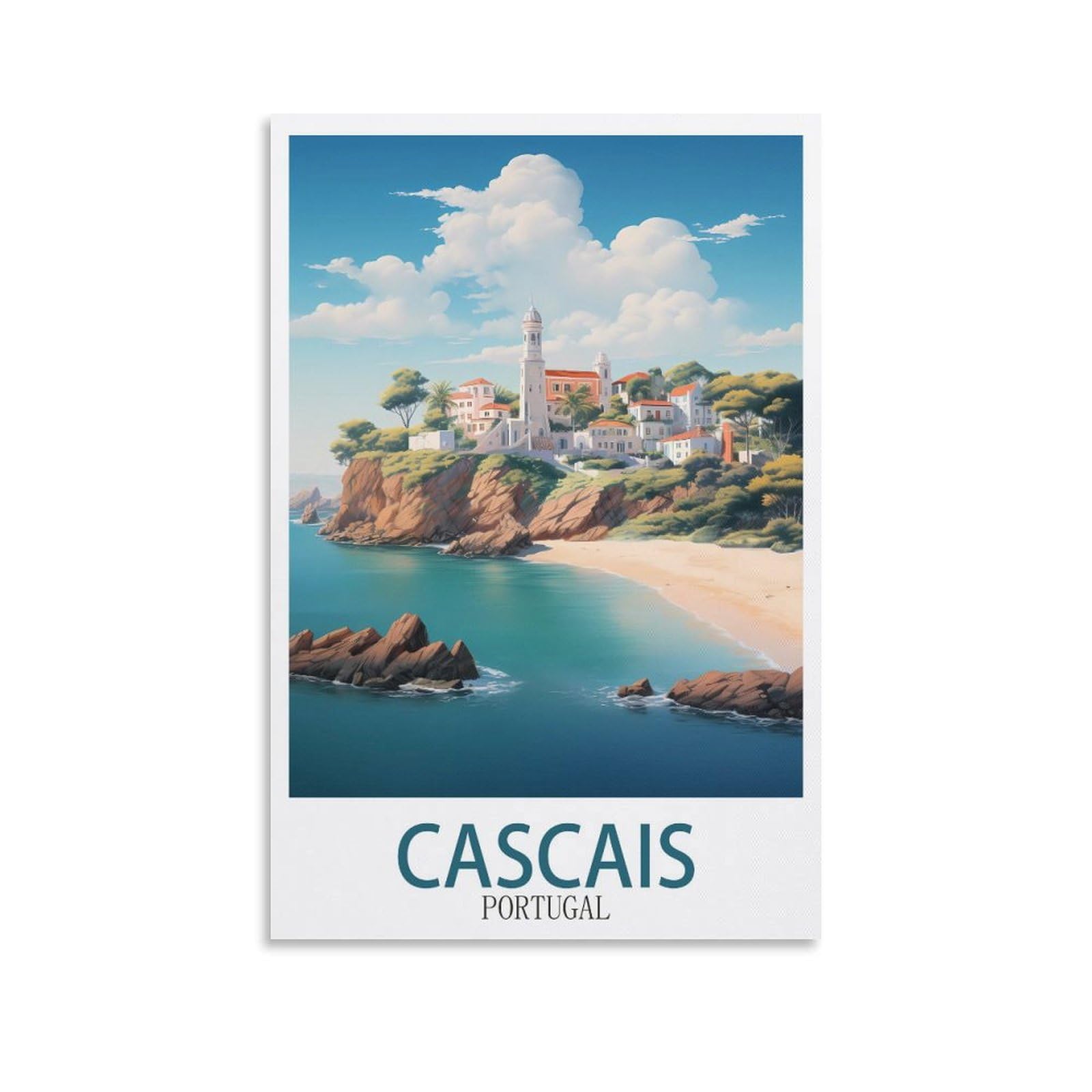 Zbbggoz Unframe-Style Cascais Portugal Vintage Travel Poster 08X12inch(20X30cm) Canvas Wall Posters And Art Picture Print Modern Family Bedroom Decor