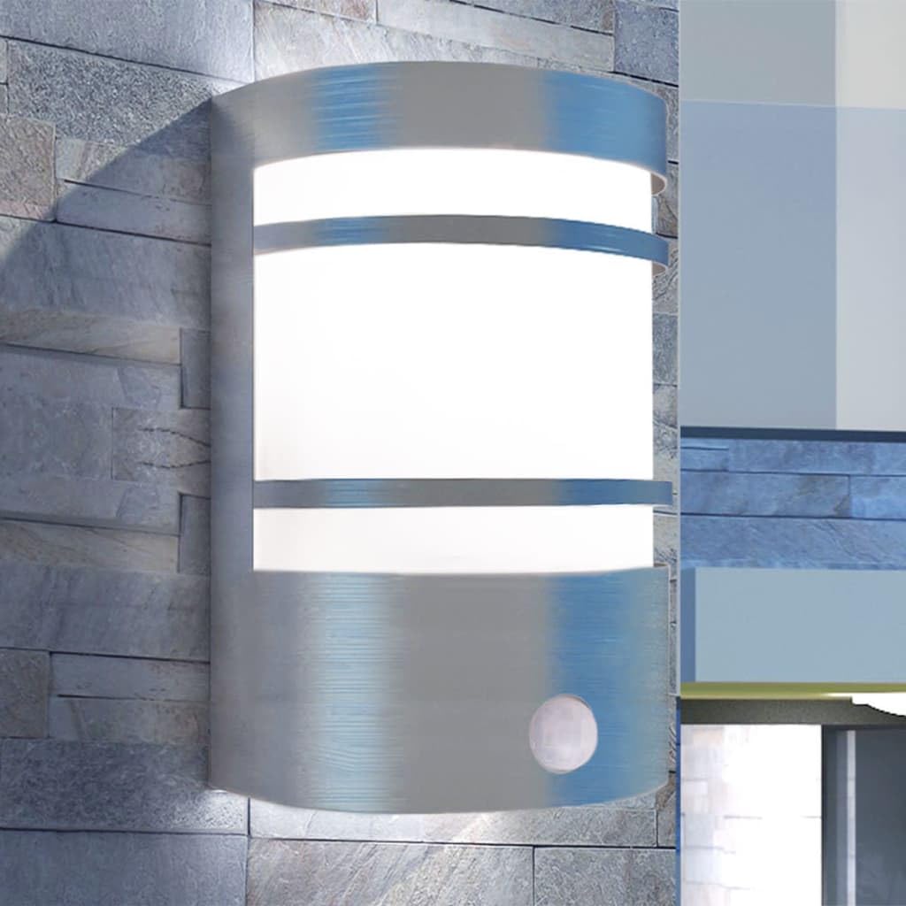 Applique Murale d'extérieur avec détecteur Acier Inoxydable Éclairage extérieur Argent,42219
