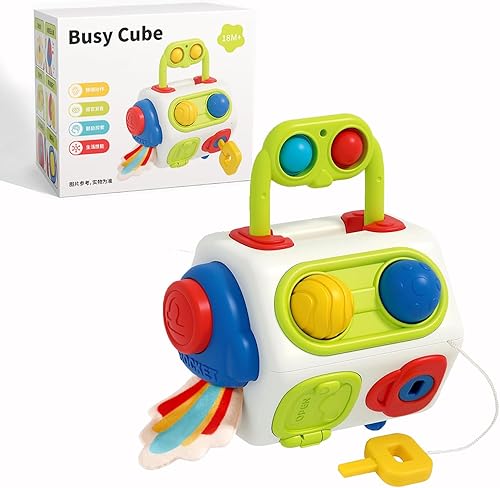 Cubo de actividades sensoriales Montessori para niños pequeños de 1 a 3 años, tablero de actividades sensoriales para niños de 6 a 18 meses, 1, 2 y