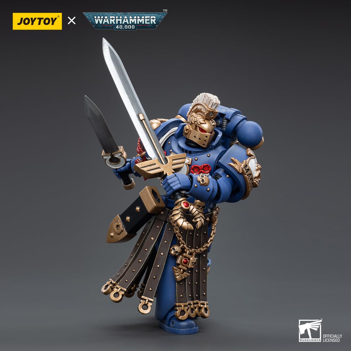 JOYTOY Figurka akcji 1/18 Warhammer 40,000, Ultramarines Honour Guard Chapter Champion, model postaci z ruchomymi przegubami, 15 lat i więcej