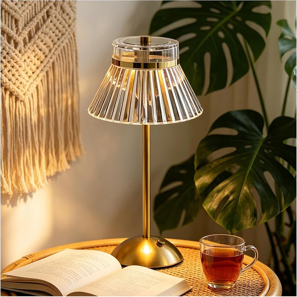 AoLa Tischlampe Kabellos Gold Akku Tischleuchte Dimmbar LED Touch Lampe USB Aufladbar Batterie Nachttischlampe Ohne Kabel 3000K-6000K Tragbar Nachtlicht für Wohnzimmer Schlafzimmer BüRo