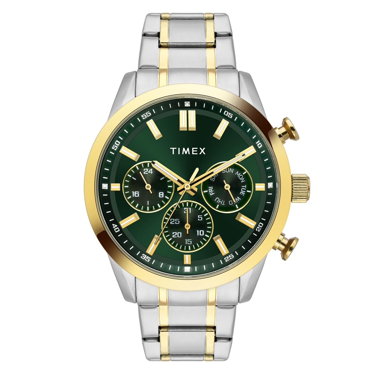 TIMEX Green Round Dial Men's Water Resistant Watch Dark Green