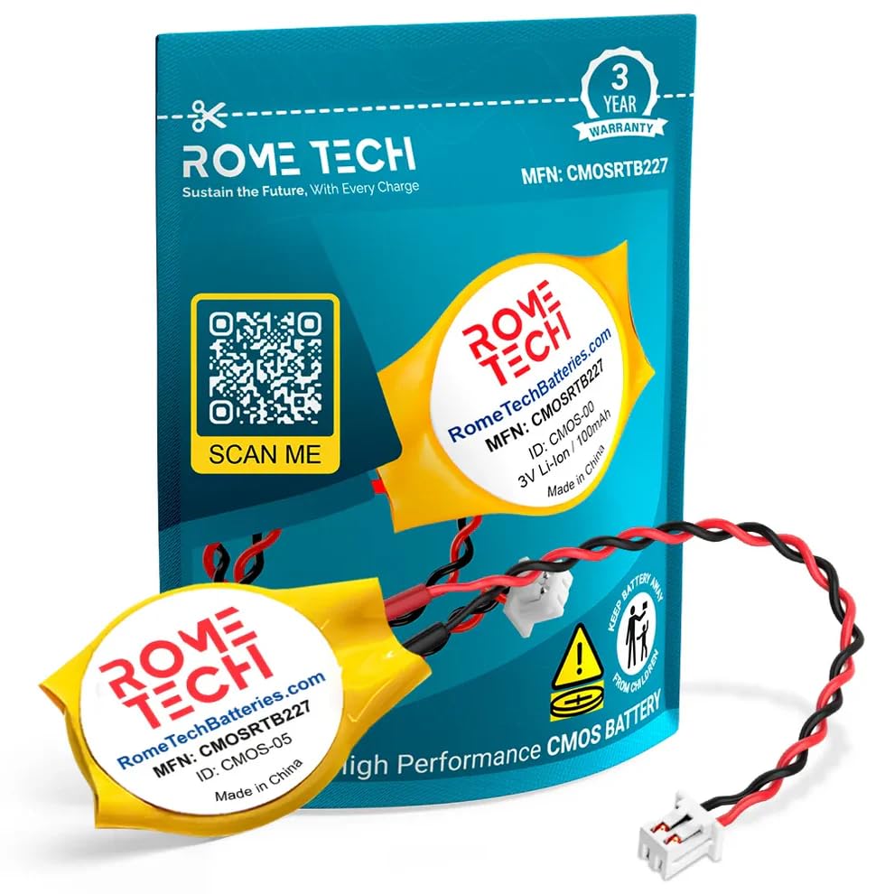 Rome Tech CMOS Battery for Lenovo ThinkPad E590 (Type 20NB, 20NC) - BIOS RTC 3V CR2032 CMOS Battery for PC Motherboard with 2 Pin 2 Wire Cable