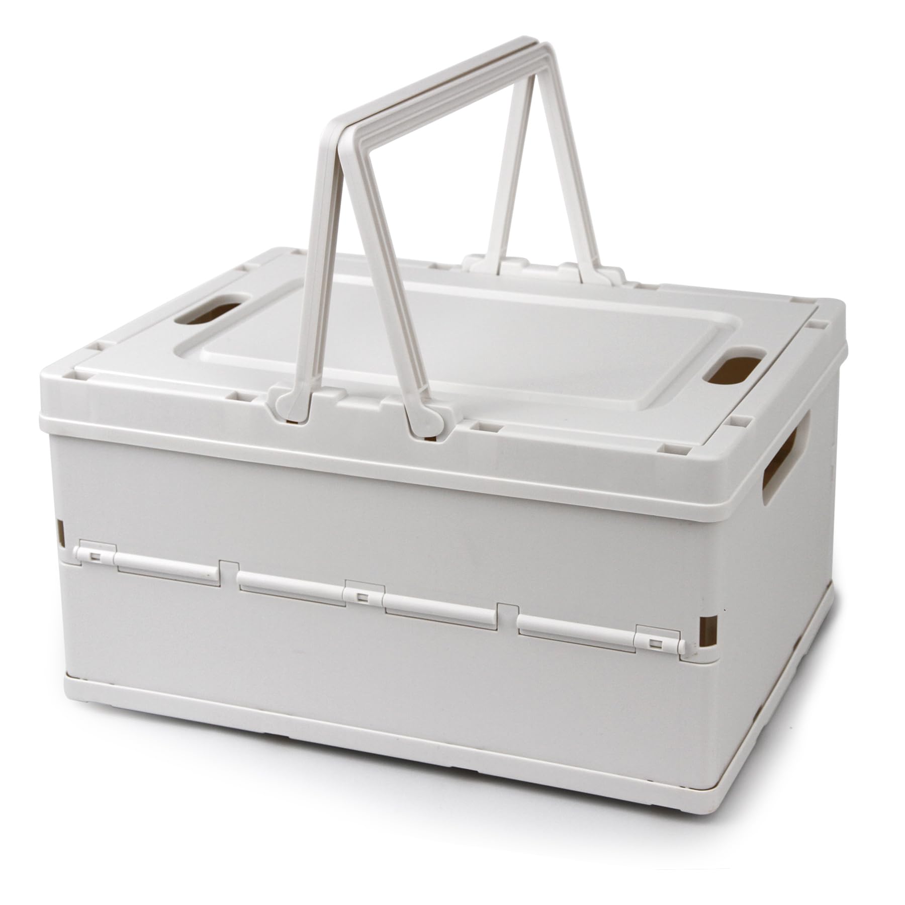 Vivikivi Collapsible Storage Crate,Plastic Storage Box, White