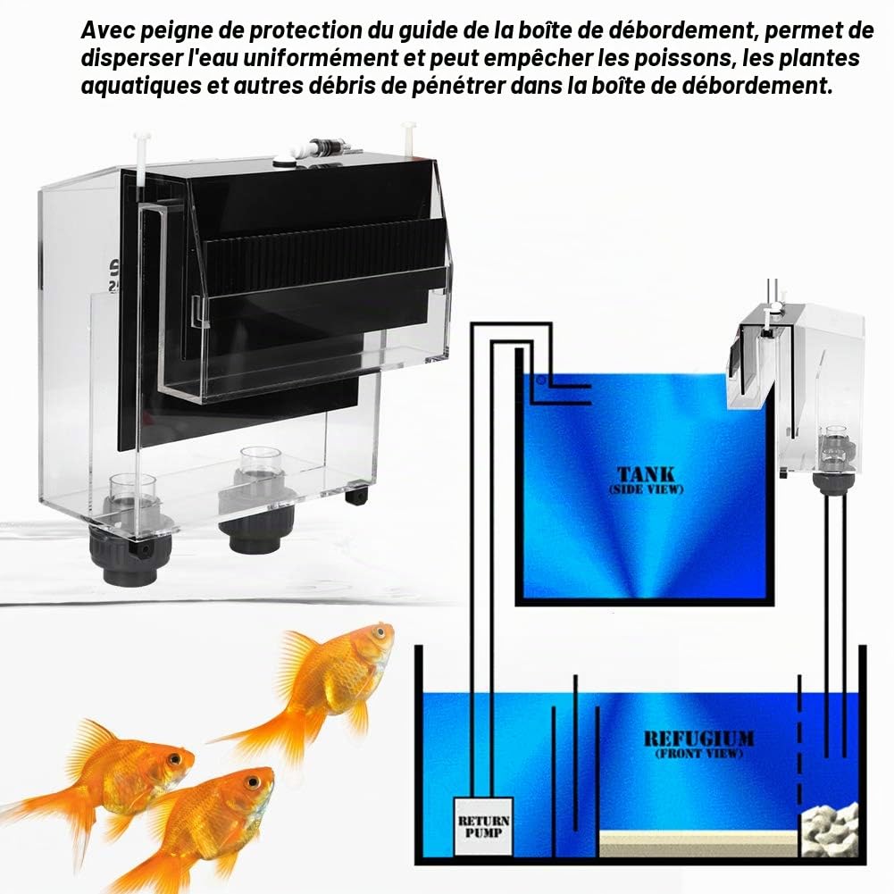 Elf-Start Boîte de trop-Plein en Acrylique pour Aquarium de qualité