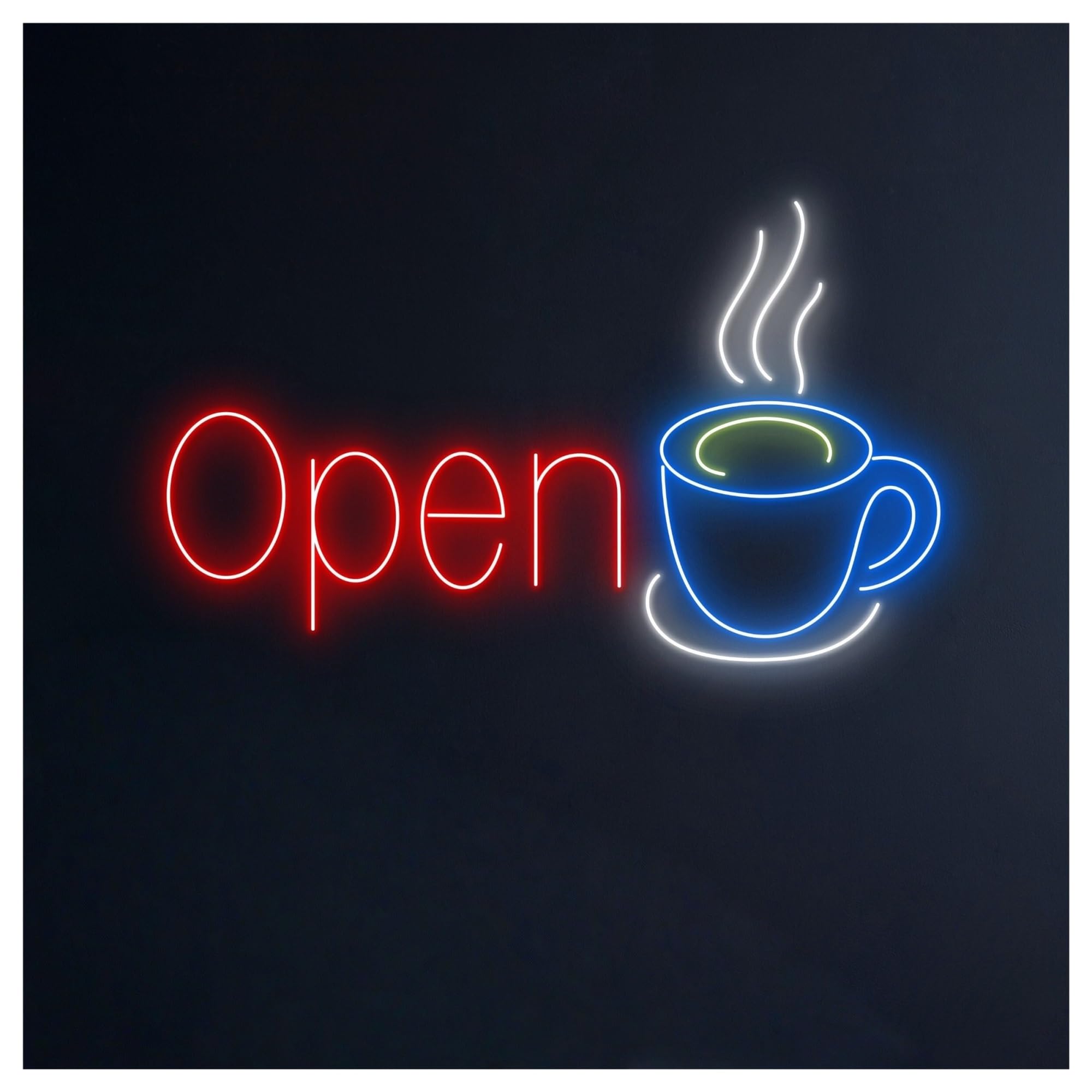 SHOUXI Sign Lamp Open Coffee Neon Sign, Suitable for Drink Shop Store Wall Decor 50cm
