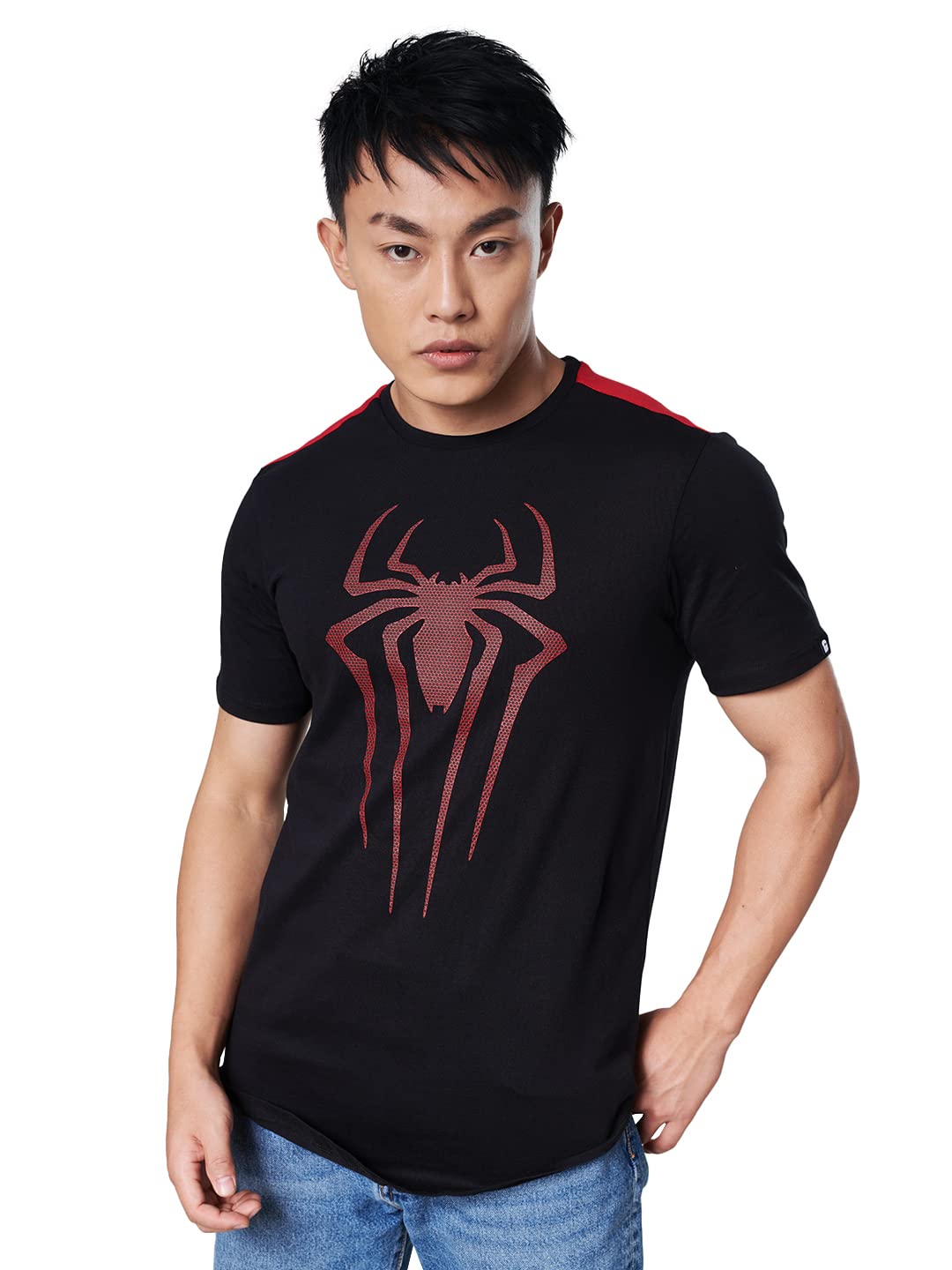The Souled Store Men Official Spider-Man: Web Crawler Drop Cut T-Shirts