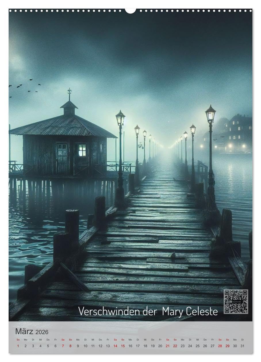 True Crime - Schatten der Vergangenheit (hochwertiger Premium Wandkalender 2026 DIN A2 hoch), Kunstdruck in Hochglanz: True Crime Kalender: Wahre Verbrechen, QR-Codes, KI-Bilder (CALVENDO Menschen)