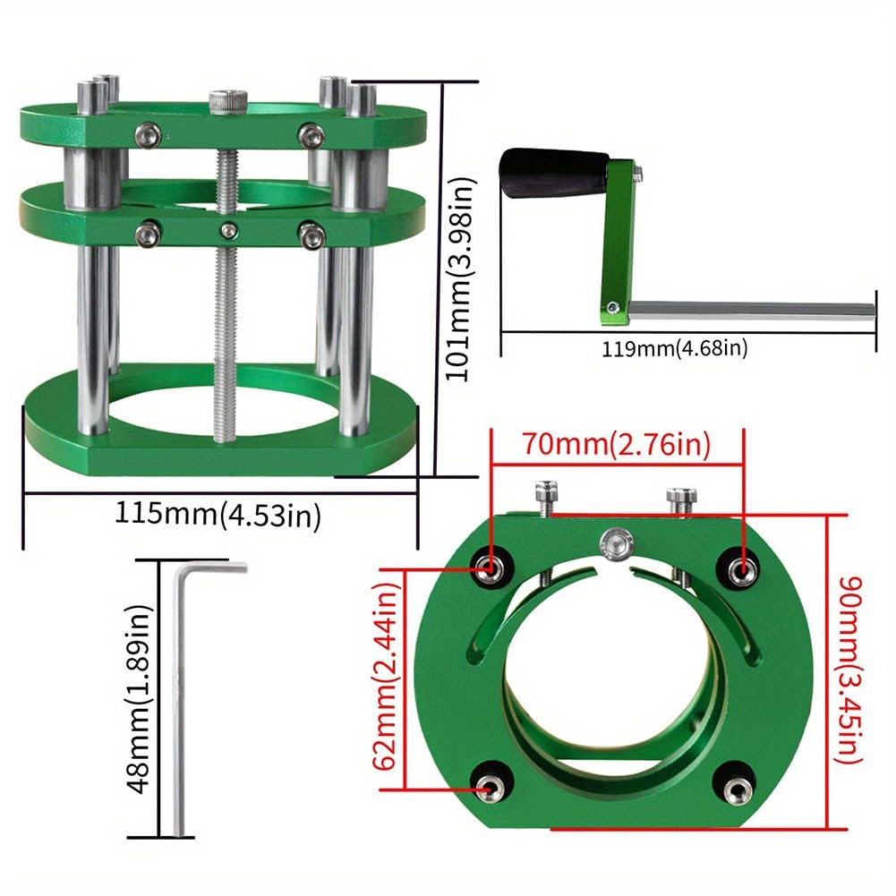 Podstawa do podnoszenia routera do obróbki drewna, metalowy ręczny system podnoszenia z 4 zaciskami szczękowymi, pasuje do maszyn do przycinania 64-66 mm, płyta ze stopu aluminium CNC, 51 mm, kolor