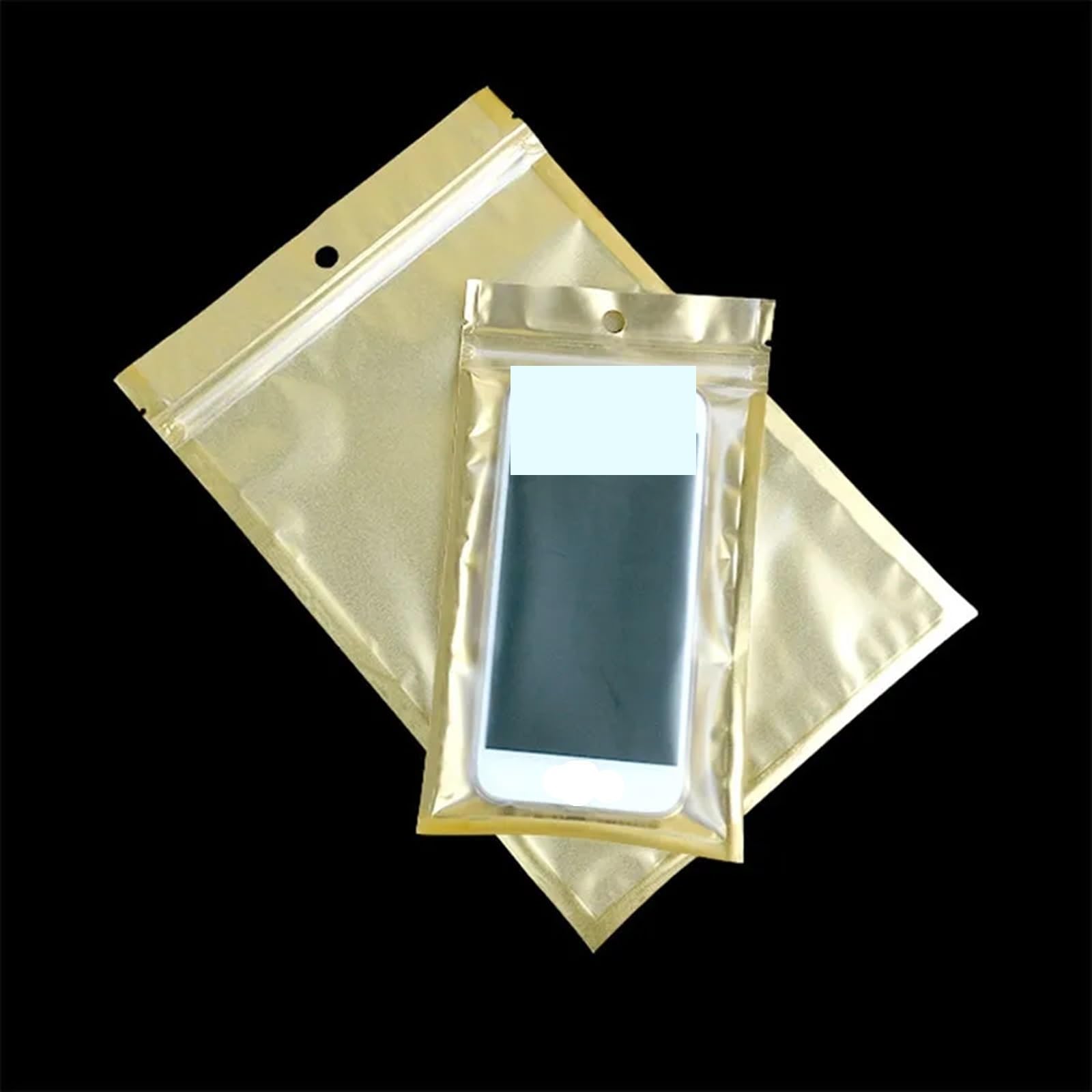Sacs à Fond Plat refermables, Sachets à Fermeture éclair en Aluminium Fond Plat for Bijoux, Lot de 100, Couleur Or, Plusieurs Tailles(12x20cm)