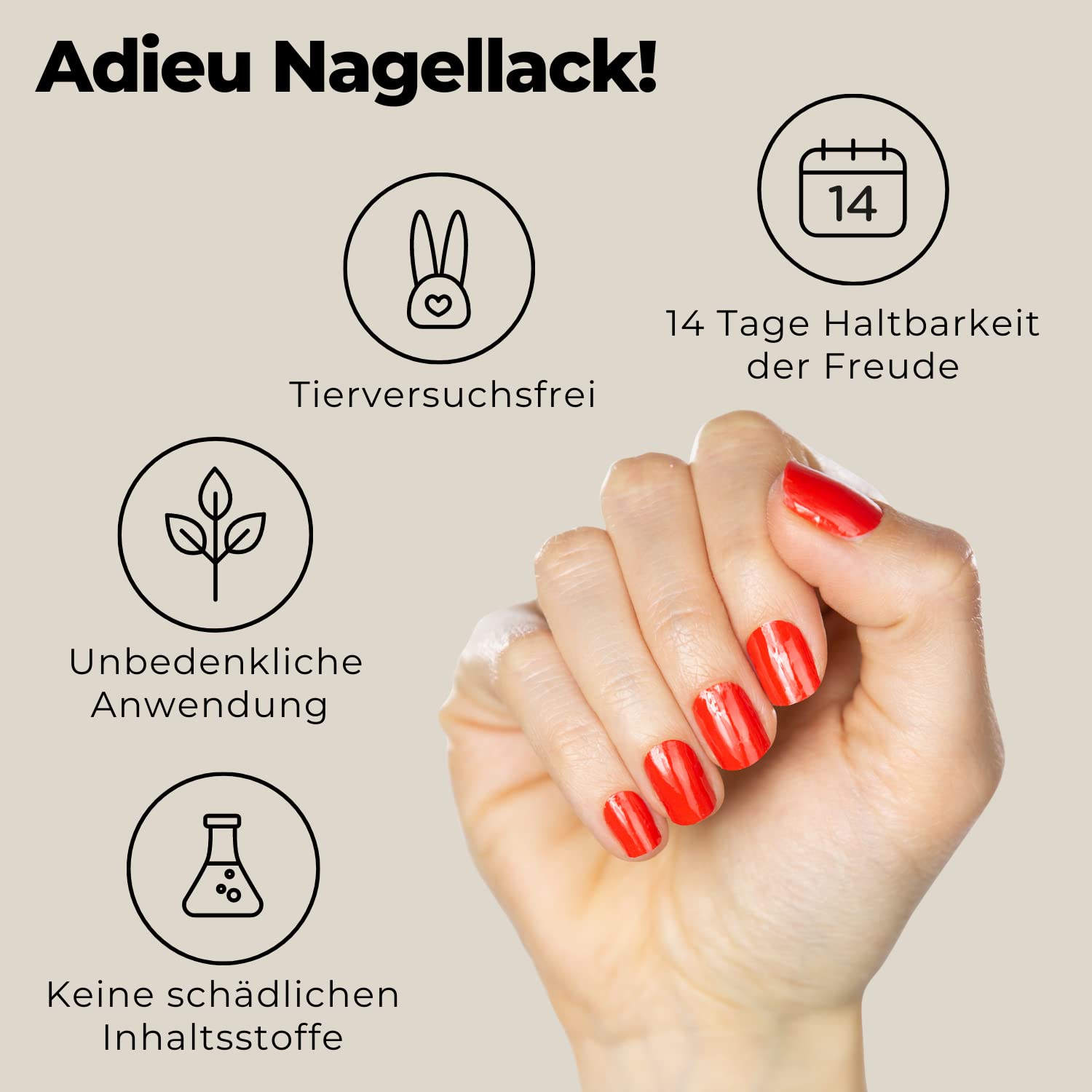 Miss Sophie Pellicola per unghie - "Too Hot For You", Tinta unita, Rosso, Nail Wraps -24 pellicole per unghie autoadesive ultrasottili a lunga durata