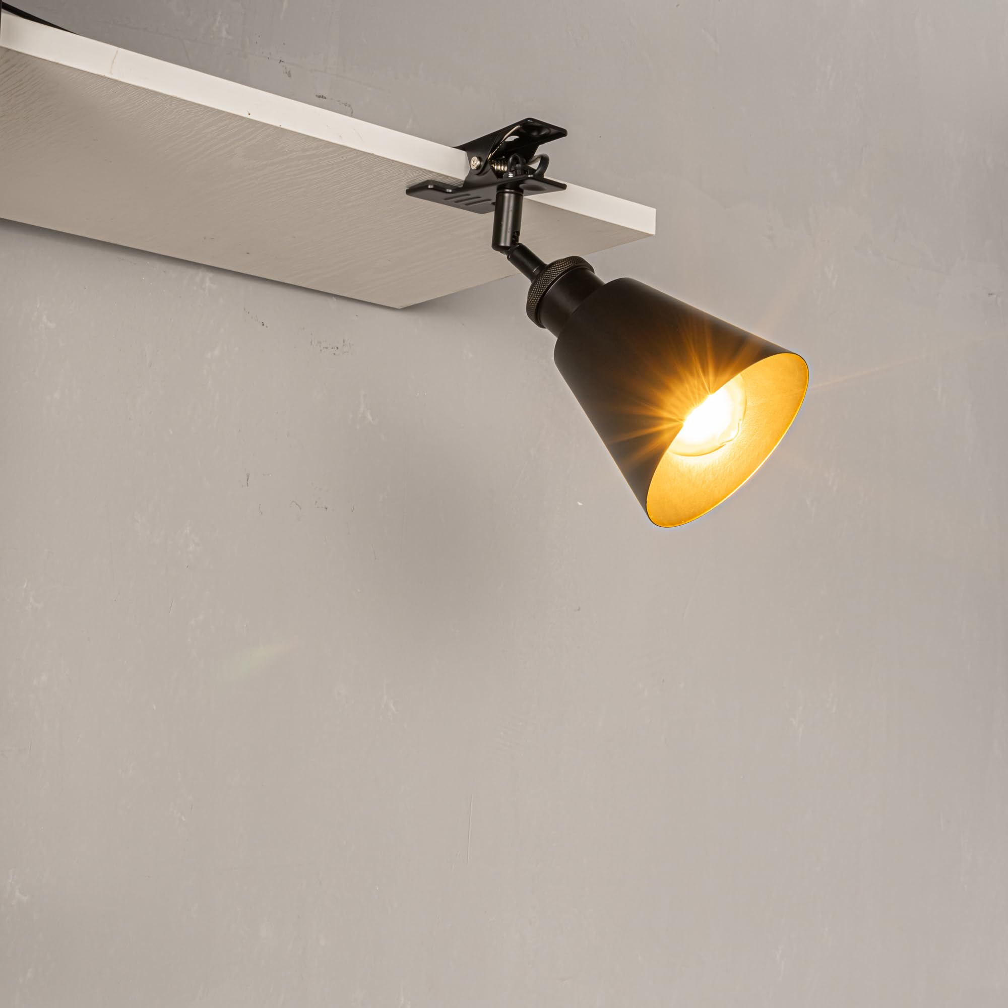Verstellbare Klemmlampe mit E27-Fassung,1 Packung Leselampe mit 1,8 m Kabel, Dimmbar Nachttischlampe,Schreibtischlampe für Büro Heimgebrauch - 12 * 10cm Schwarz Lampenschirm- TD0603