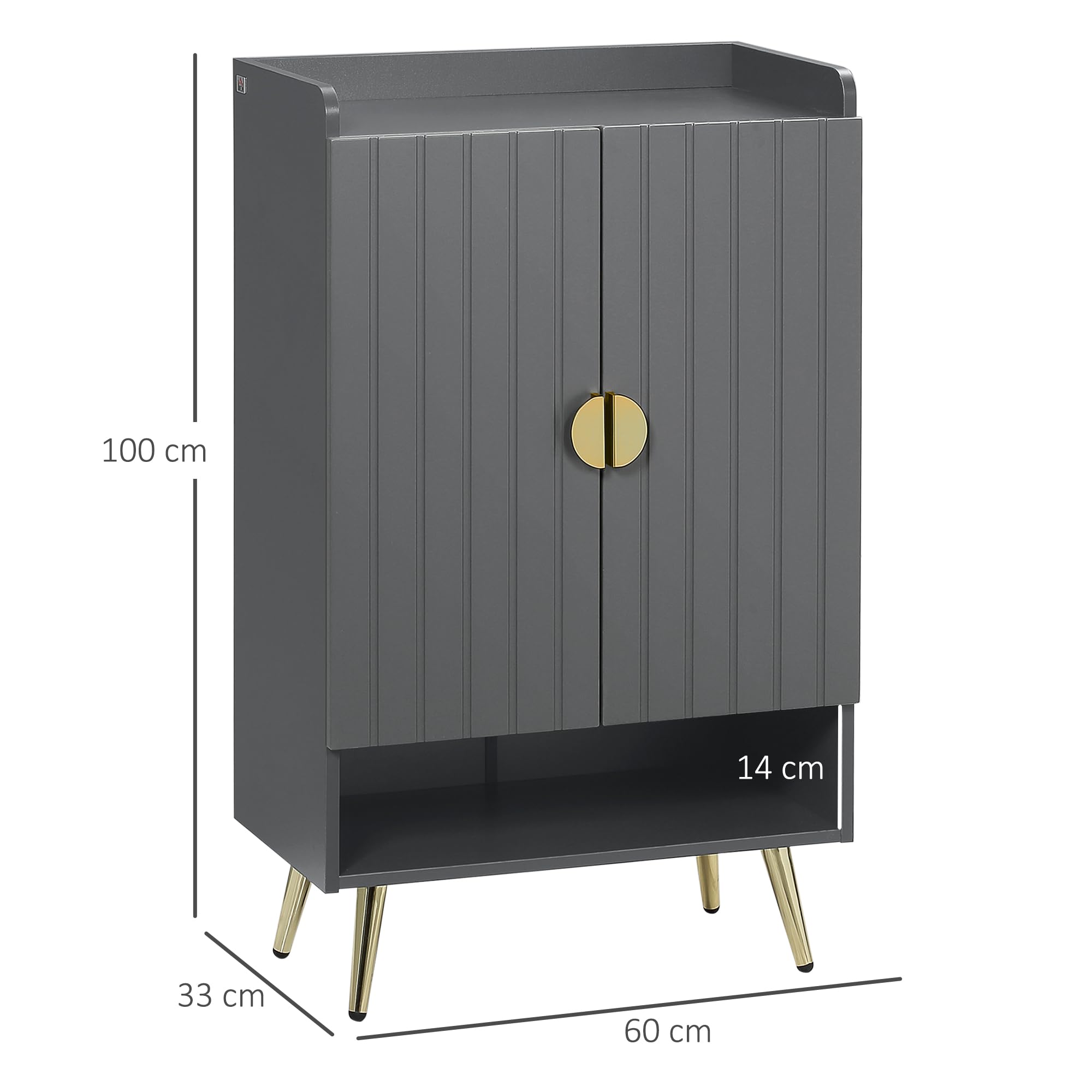 Tidyard Schoenenkast met 2 deuren schoenenrek schoenenrek kast schoenenopslag commode dressoir zwart 59x35x70 cm hout