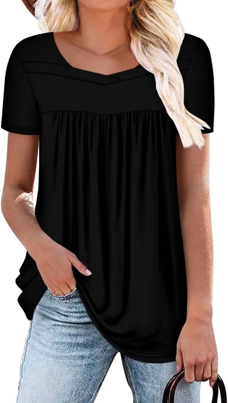 ZOLUCKY Women's Short Sleeve Shirts Short Sleeve Tops Loose