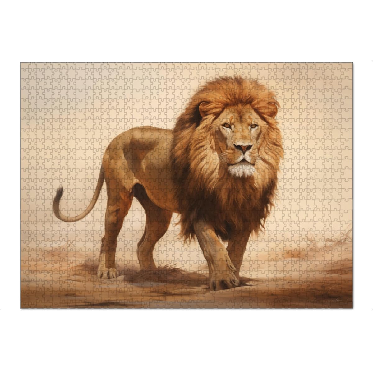 artboxONE-Puzzle XXL (1500 Teile) Natur Gemalter Löwe in der Wüste - Puzzle Afrika impressionistisch Katze