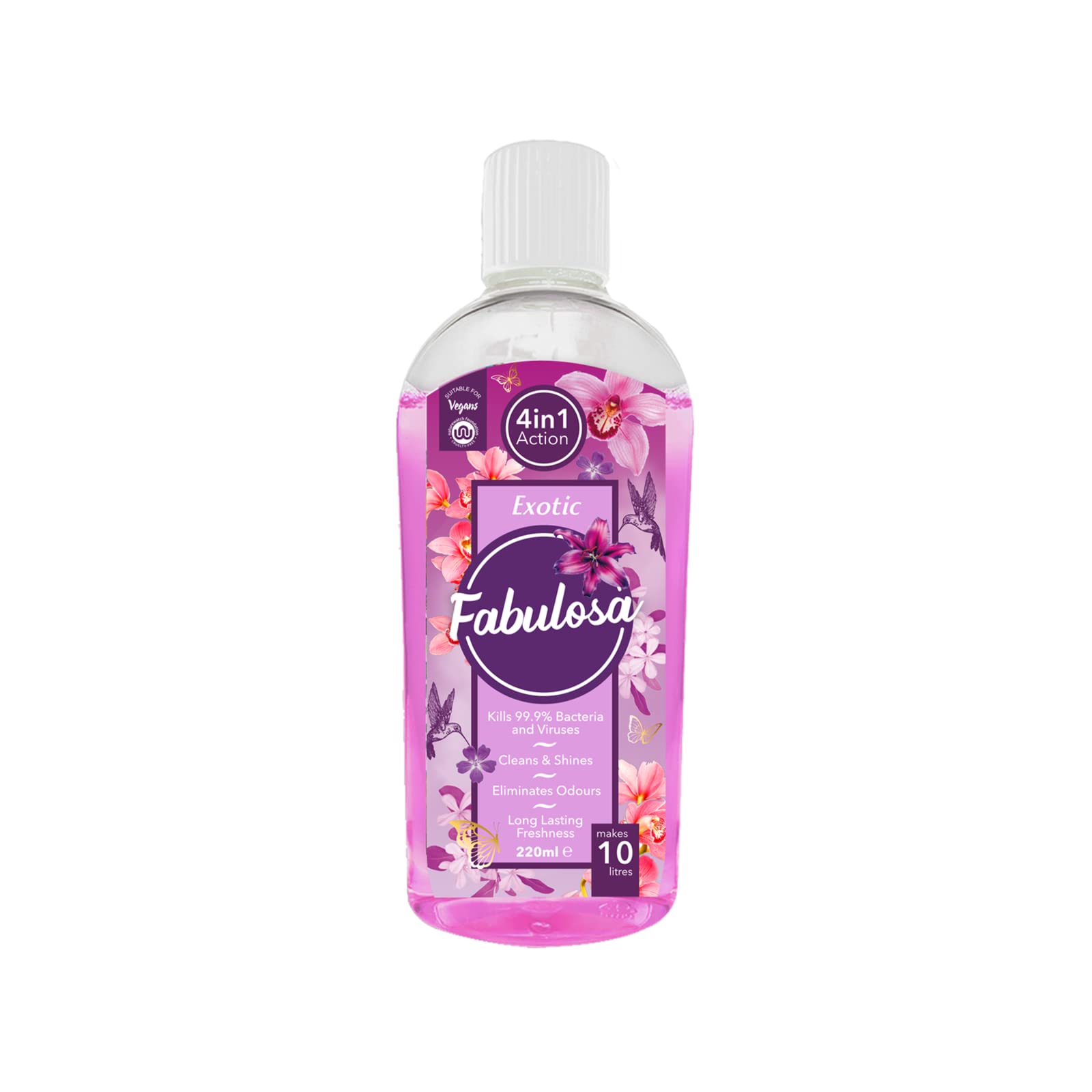 Fabulosa 4 in 1 Concentrated Antibacterial Disinfectant All Purpose Cleaner, 220ml, Individual, Exotic