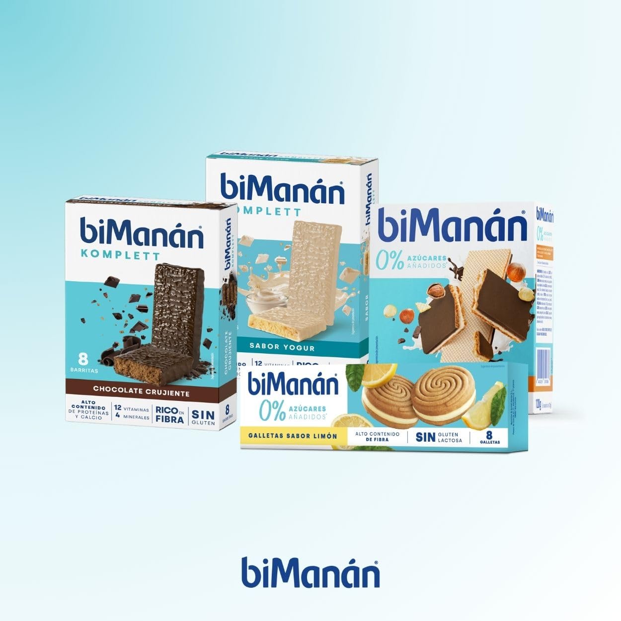 BIMANÁN KOMPLETT - BARRITAS DE CHOCOLATE CRUJIENTE - Ricas en Proteínas y Fibra, con 12 Vitaminas y 4 Minerales - sin Aceite de Palma, sin Gluten - 8 Unidades (280g)