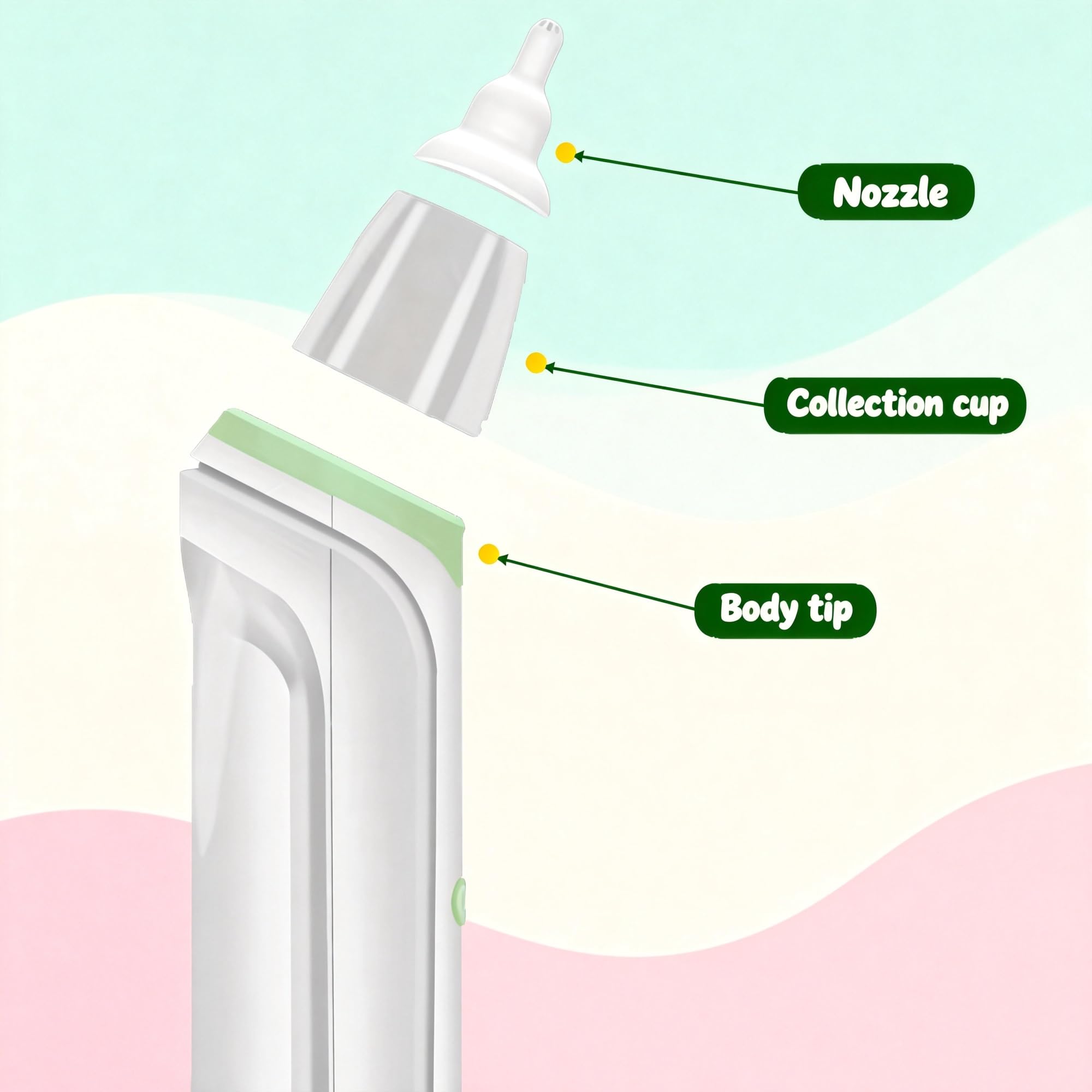 Child Aspirator for Children Snot Clean Child Nose Mucus Booger Remover 3 Suction-Levels, 3 Washable Silicone Tips,Built-in Music Light,Quiet Easy-Clean for Childs/Kids Home Use - 5