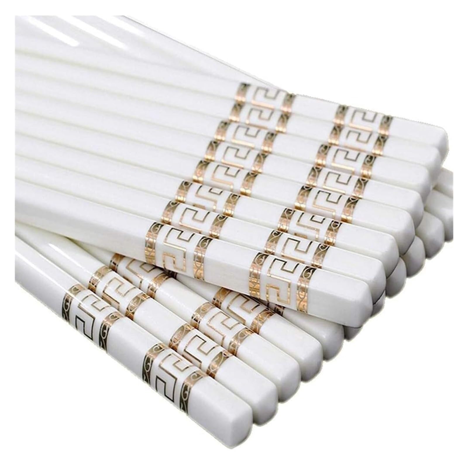 Baguettes en céramique, Chopstickshopstick Set de baguettes, 5 paires réutilisables en céramique, coffret cadeau porcelaine blanche(1)