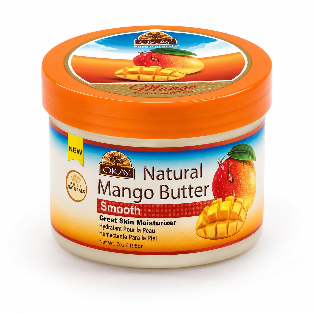 Okay Okay | 100% naturalne masło mango | do wszystkich struktur włosów i typów skóry | zapewnia elastyczność i nawodnienie | głębokie odżywianie i picie | z masłem shea | 7 oz