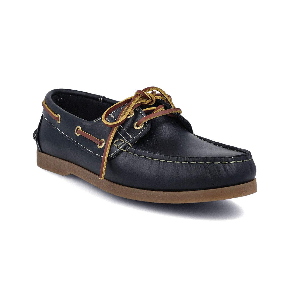 Zapatos Náuticos Clásicos 2-Ojales Piel Seahorse Engrasada Marrón Azul Marino