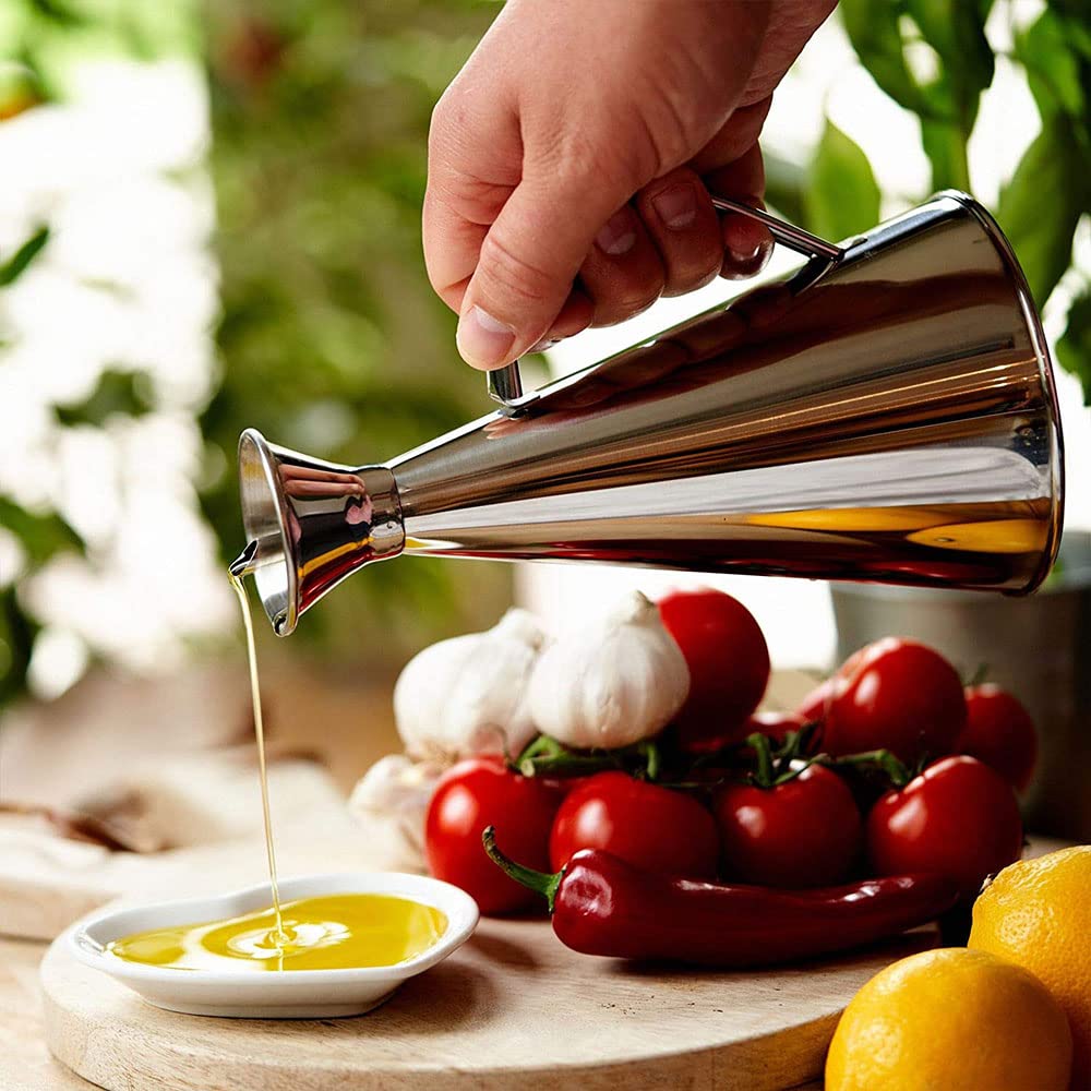 TopHomer Lot de 2 distributeurs d'huile étanches en acier inoxydable - 500 ml - Anti-goutte - Pour huile d'olive, vinaigre et liquides - Ustensiles de cuisine et barbecue