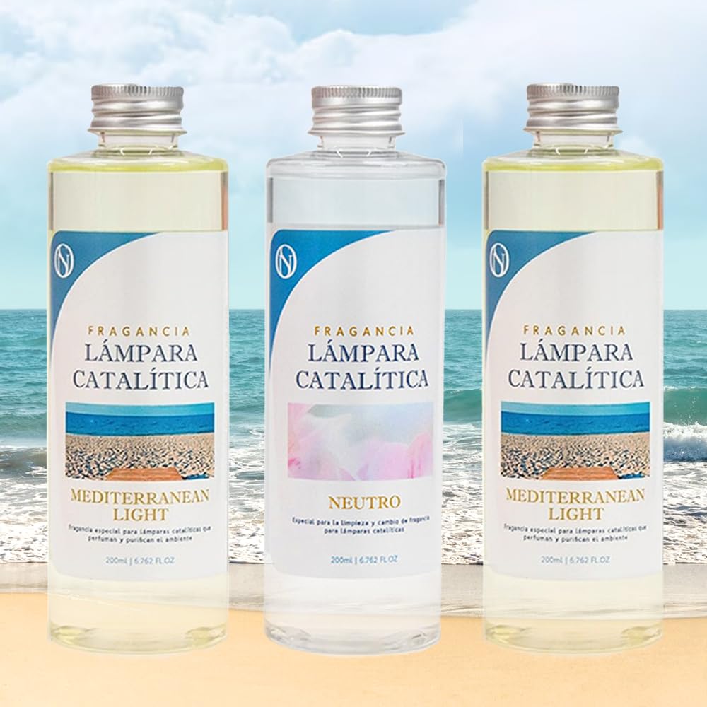 Pack Ahorro 3X Fragancias Lámpara catalítica 200ml: 2 Aroma Mediterranean Light + Limpiador Neutro