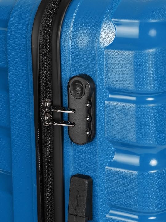 Image of Teakwood 8 Wheels Trolley Set of 2, Hard Cabin with Zipper Closure, Adjustable Push Button & Cross Side Strap, TSA Lock System 360 Degree (Small-Medium, Royal Blue)