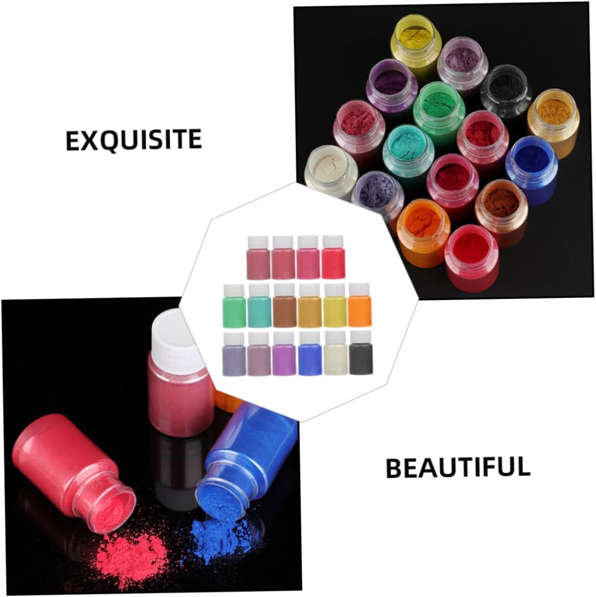 16-Color Pearl Pigment Powder Set for DIY Crafts Epoxy Resin and Nail Art Crystal Coating Mica for Soap Dye Eye Shadow and Handcrafting Projects
