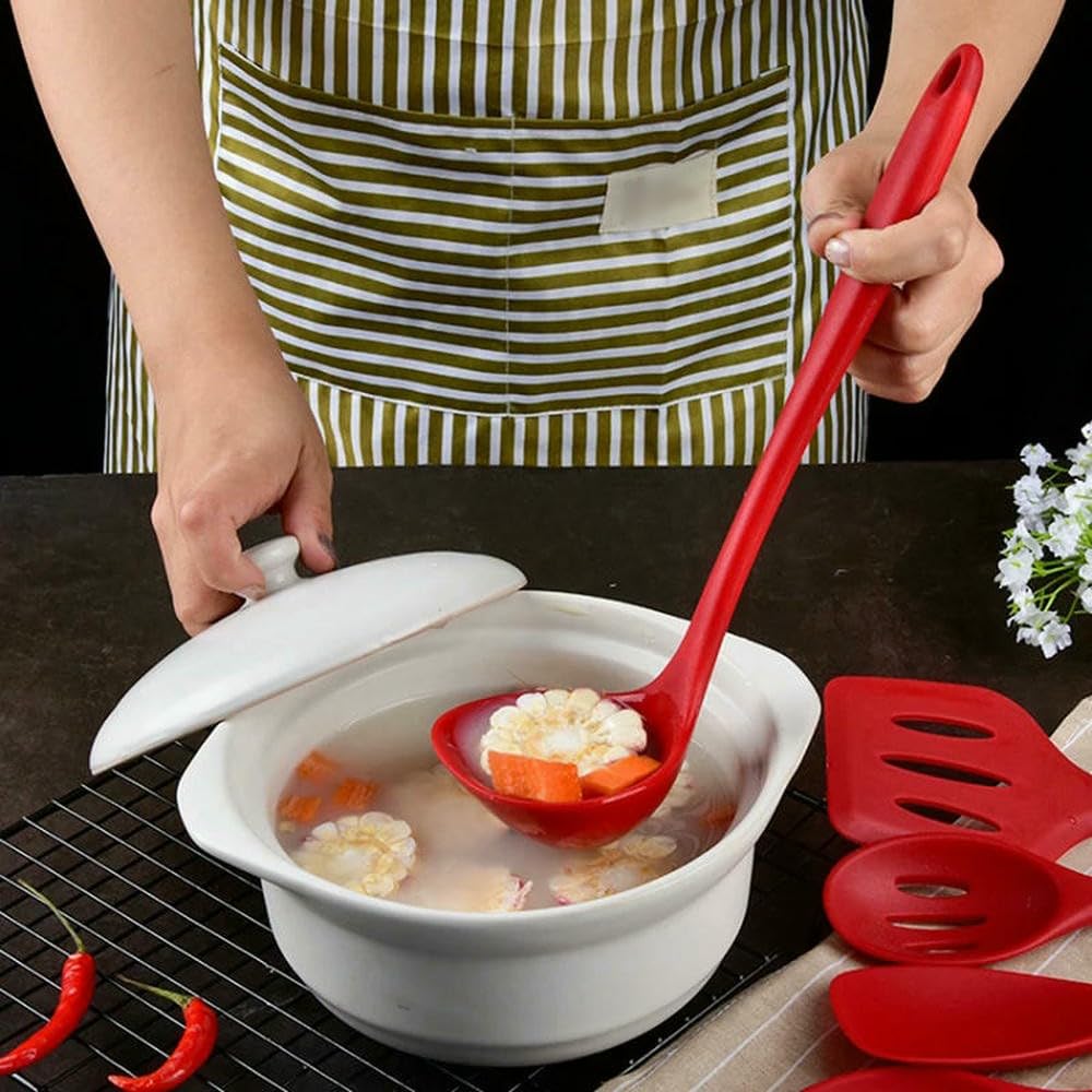 WLDMA Lot de 5 spatules de cuisine antiadhésives en silicone de qualité alimentaire résistant à la chaleur Ustensiles de cuisine