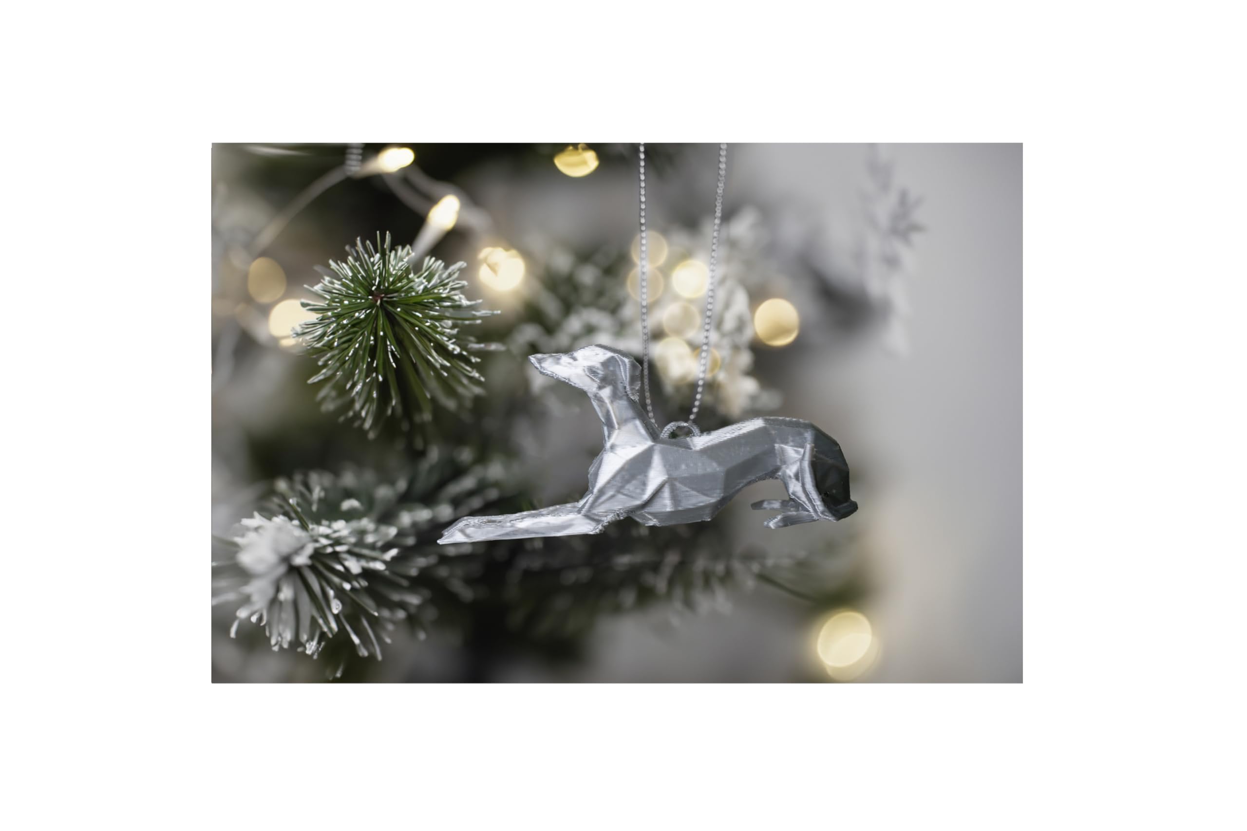 Handcrafted 3D Printed Whippet/Greyhound Christmas Baubles - set of 8 - Unique Ornament for Dog Lovers (Silver) — image 1