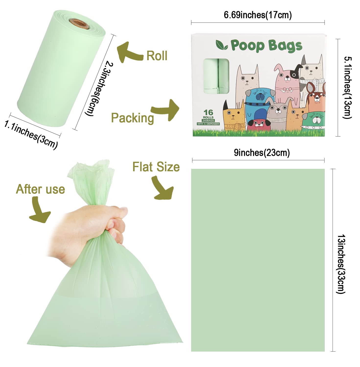 Dog Poo Bags with Dispenser, 150 Bags (10 Rolls), Strong Leak-Proof Pet Waste Bags, Biodegradable Eco-Friendly Cornstarch - Image 2