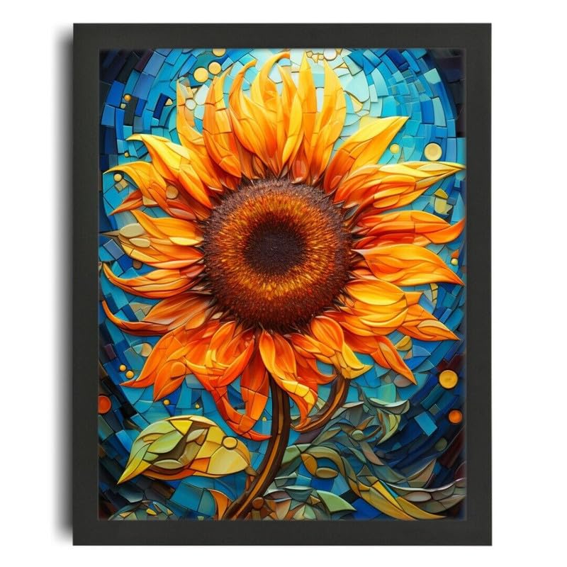 Tableau Tournesol Vitrail A0 art jaune salon affiche sur toile