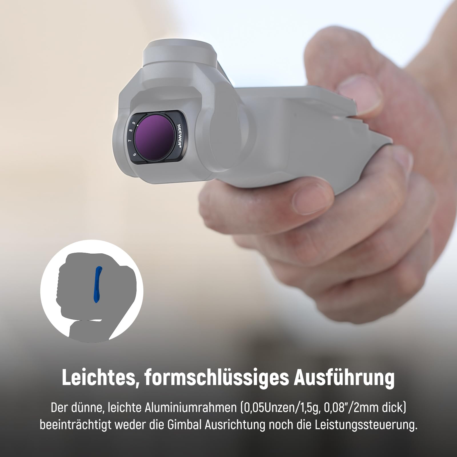 NEEWER Variables ND 2-32 & 64-512 Set kompatibel mit DJI Osmo Pocket 3 / Pocket 4 / Xtra Muse, Neutraldichtefilter für Action Kameras mit begrenzter Blendenstufe & 2 Displayschutzfolien als Zubehör