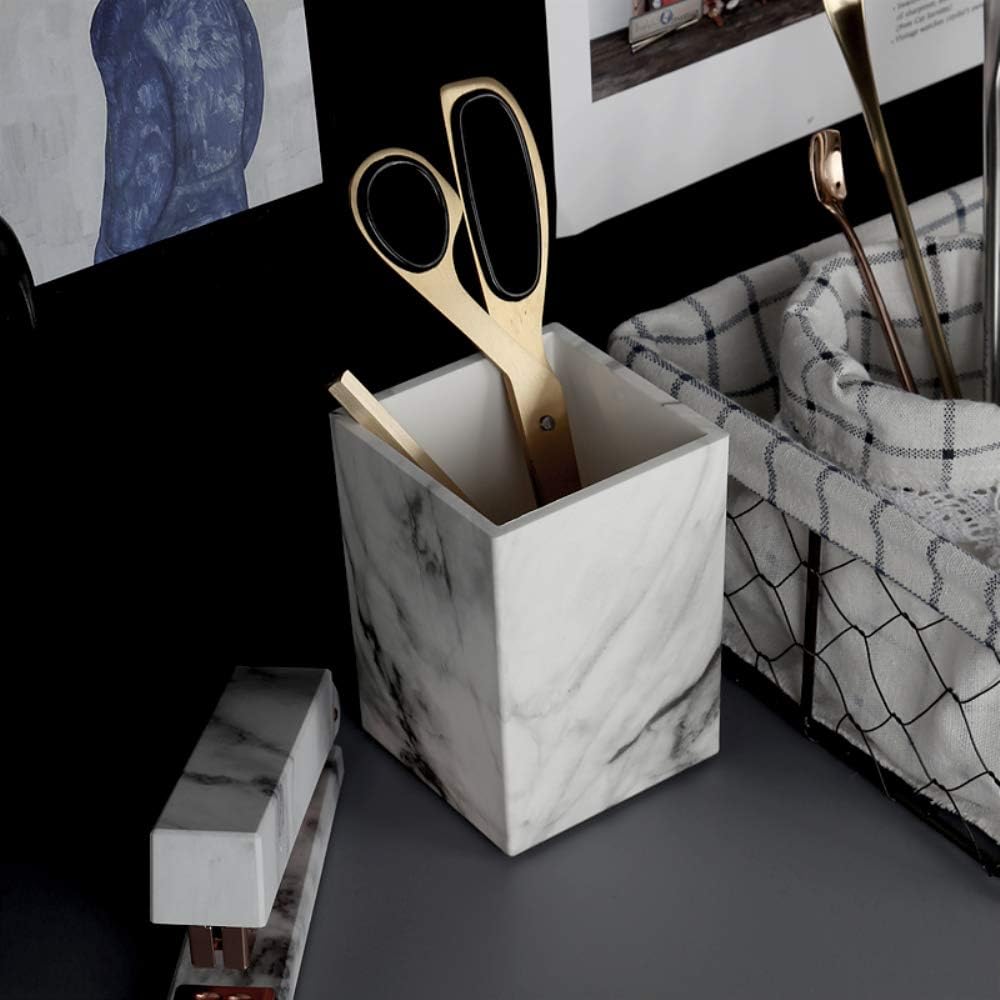 3 Pack Office Stationery Kit Marble Print Desk Pen Holder Cup | Tape Dispenser | Desktop Staplers Gold Tone Office School Home Accessories Supplies Set (Gold)