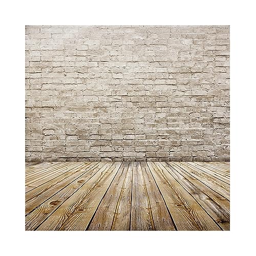 YongFoto 3x3m Vinyle Toile de Fond Vieux Intérieur avec Mur de Briques et Plancher en Bois Fond Décors Enfants Adultes Studio Personal Portrait Photobooth Photographie Props