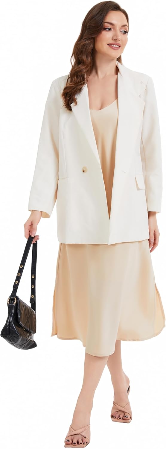 J.Corrine Women's Satin Slip Dress Lined V-Neck Midi A-line Spaghetti Strap Side Slits Evening Cocktail Party Formal Wear - Image 5