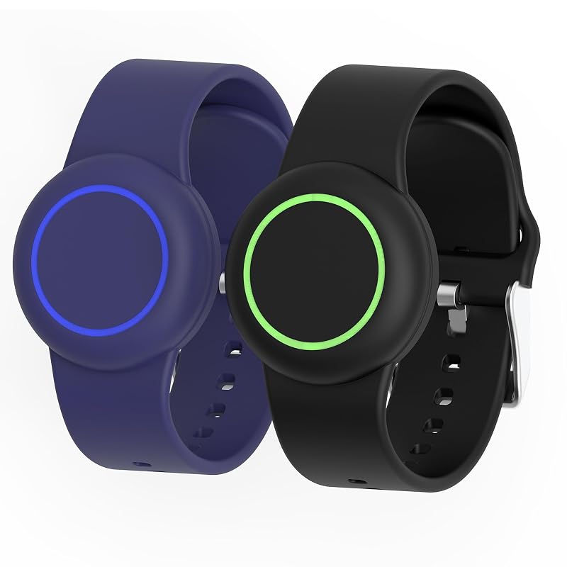 Pulseira com suporte oculto para Apple AirTag 2ª geração (2026) e 1ª geração TuoxuGo, preto e azul-escuro, kit com 2 unidades