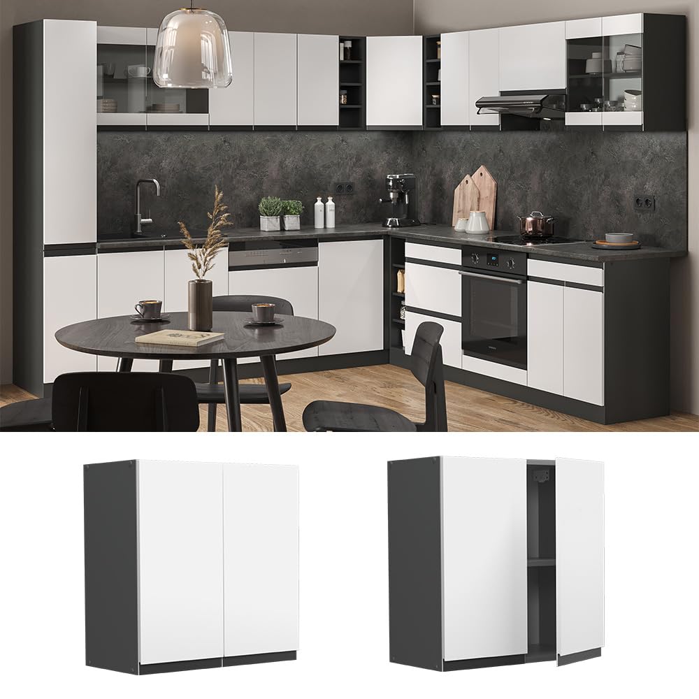 Vicco Hängeschrank R-Line, Weiß, 60 cm J-Shape, zur freien Kombination innerhalb modularer Küchensysteme